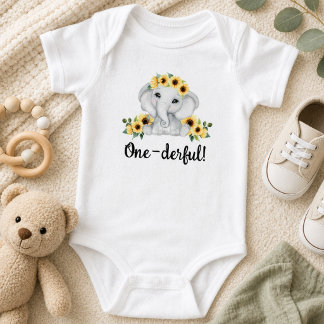 Einfach wunderbarer rustikaler Elefant  Baby Strampler