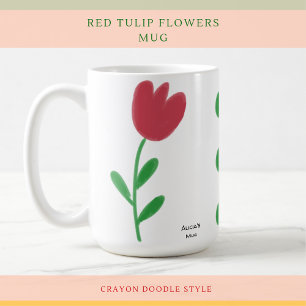 Einfach wunderschöne rote Tulips-Blume über Weiß Kaffeetasse