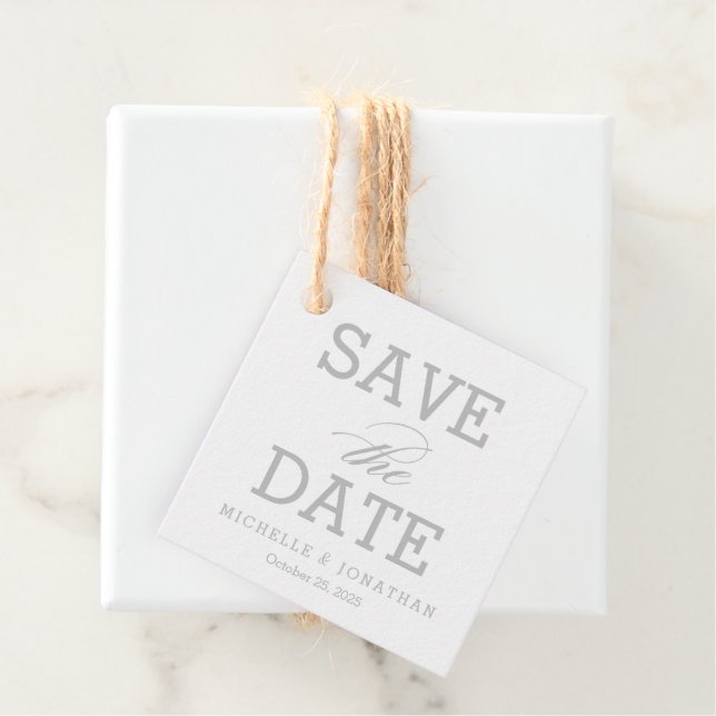 Einfach zeitlos EDITABLE FARBE Save the Date Geschenkanhänger (Beispiel)