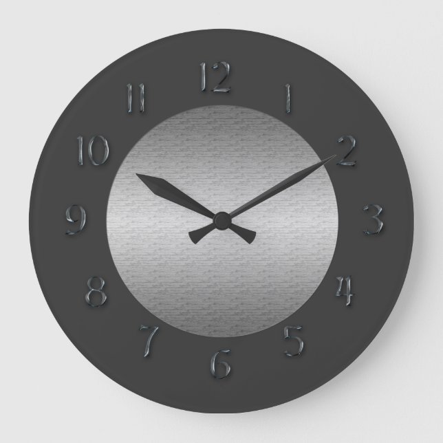 Einfach Zieh-"Imitate Metal"-Zahlen Große Wanduhr (Vorderseite)
