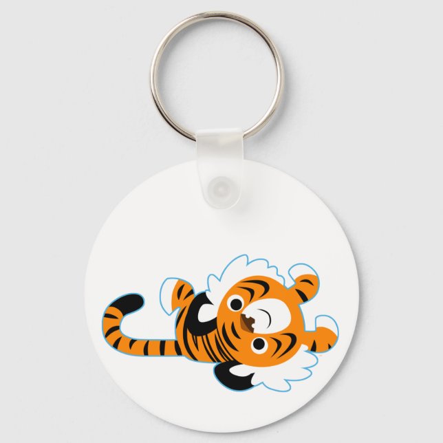 Einfach zu begehender Niedlicher Cartoon Tiger Sch Schlüsselanhänger (Vorderseite)