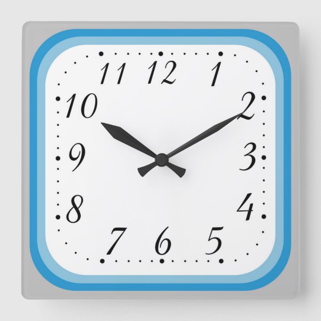 Einfach zwei Farbblau Gerahmt Quadratische Wanduhr (Vorderseite)