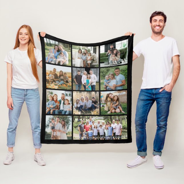 Einfache 11-Foto-Collage personalisiert Fleecedecke (Beispiel)