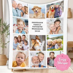 Einfache 12-Fotos-Collage Cute Stylische Familie Sherpadecke