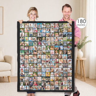 Einfache 180-Quadrat-FotoCollage, benutzerdefinier Fleecedecke