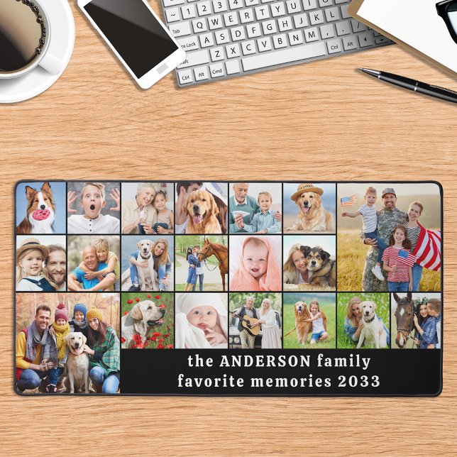 Einfache 18 FotoCollage Custom Family Personalisie Schreibtischunterlage (Von Creator hochgeladen)