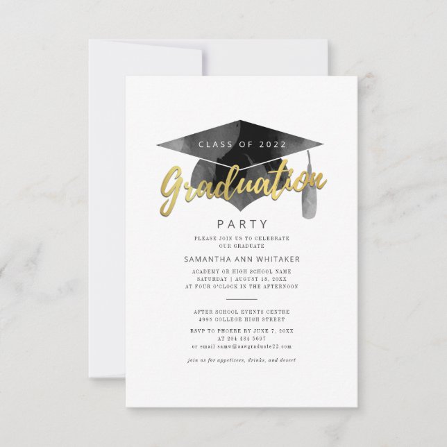 Einfache 2025 Grad Minimalistisch Graduation Party Einladung (Vorderseite)