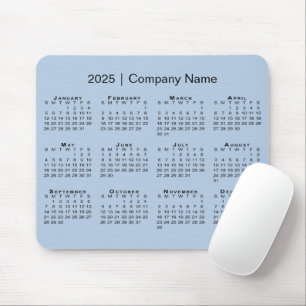 Einfache 2025 Kalender Firmenname auf Light Blue Mousepad