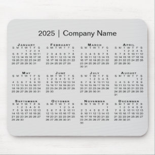 Einfache 2025 Kalender mit Firmenname auf Grau Mousepad