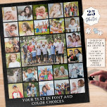 Einfache 25 Fotomaterial Personalisiert kundenspez<br><div class="desc">Erstellen Sie eine lustige, unvergessliche Aktivität mit diesem Foto Collage Keepake Puzzle mithilfe einer leicht hochzuladenden Vorlage mit 25 Fotos und personalisiert mit Ihrem benutzerdefinierten Text in Ihrer Wahl von Schriftart Stil und Farben (in Weiß auf Schwarz). OPTIONEN: Das Muster wird auf der Größe 16x20" und 520 Stück gezeigt -...</div>