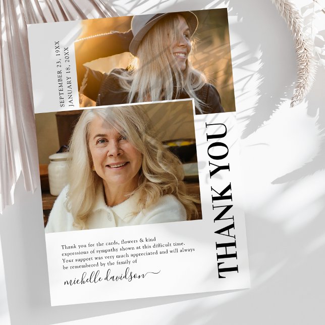 Einfache 2-Foto Beerdigung Vielen Dank Dankeskarte (Von Creator hochgeladen)