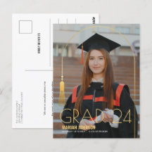 Einfache 2 Foto Gold Tassel Abschluss Ankündigung