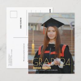 Einfache 2 Foto Gold Tassel Abschluss Ankündigung Postkarte