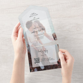 Einfache 2-Foto-Overlay-Skript-Hochzeit All In One Einladung