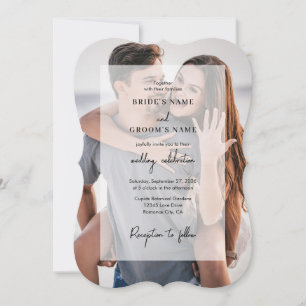 Einfache 2-Foto-Overlay-Skript-Hochzeit Einladung