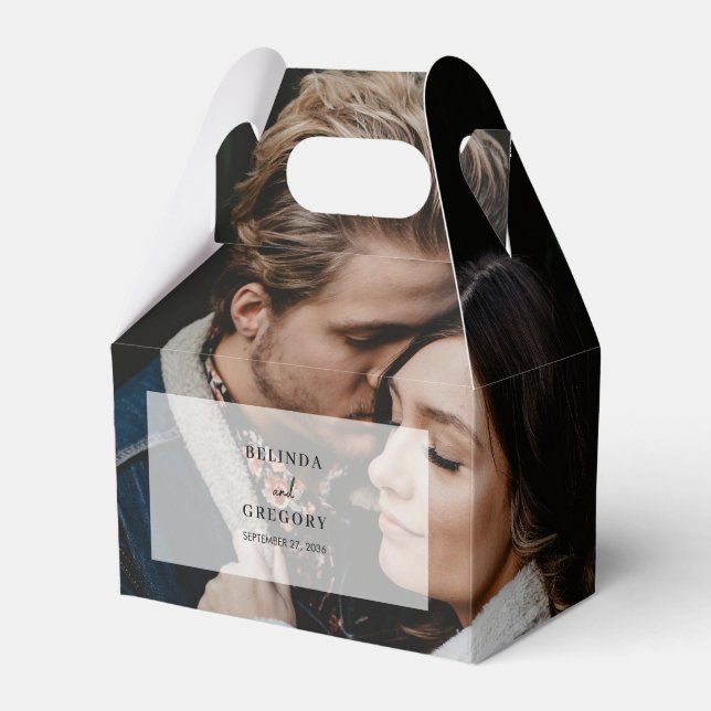 Einfache 2-Foto-Overlay-Skript-Hochzeit Geschenkschachtel (Vorderseite)
