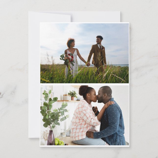 Einfache 2-FotoCollage Feiertagskarte (Vorderseite)