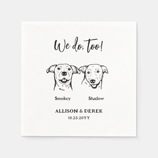 Einfache 2 Hunde Sketch-Hochzeit Serviette (Vorderseite)