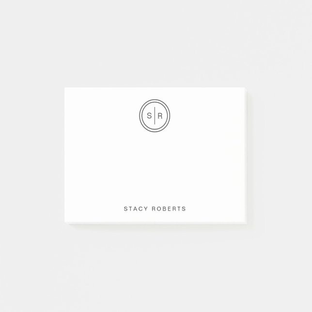 Einfache 2 Mit Monogramm Anfangskreis Post-it Klebezettel (Vorderseite)