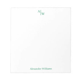 Einfache 2 Monogramm Beruflich grüne Anfangsbuchst Notizblock