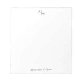 Einfache 2 Monogramm Beruflicher Schreibtisch Grau Notizblock