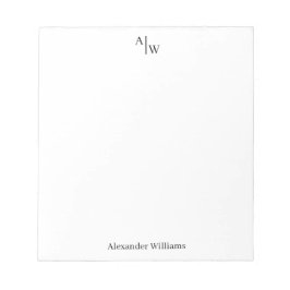 Einfache 2 Monogramm Beruflicher Schreibtisch Schw Notizblock