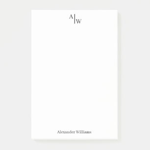 Einfache 2 Monogramm Berufliches Grundschwarz Post-it Klebezettel