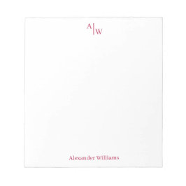 Einfache 2 Monogramm erste Berufliche Burgundy Notizblock