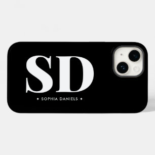 Einfache 2 Monogramm erste Retro-Schwarz-weiß Case-Mate iPhone 14 Hülle