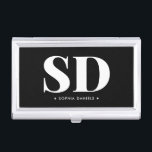Einfache 2 Monogramm erste Retro-Schwarz-weiß Visitenkarten Dose<br><div class="desc">Classic Elegant Minimal Schwarz-weiß 2 Monogramm Mit Monogramm</div>