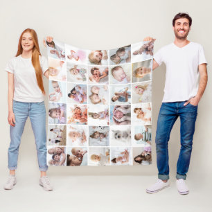 Einfache 30-Bild-Collage Vorlage Ihre Farbe Fleecedecke