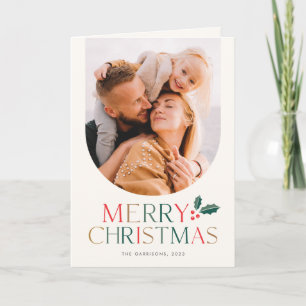 Einfache 3-Foto-Architektur Farbige Frohe Weihnach Karte