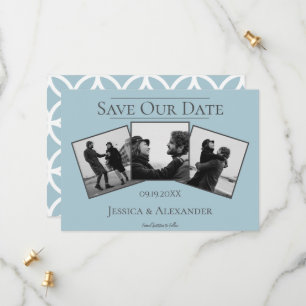 Einfache 3-Foto-Collage   Blaues Save The Date