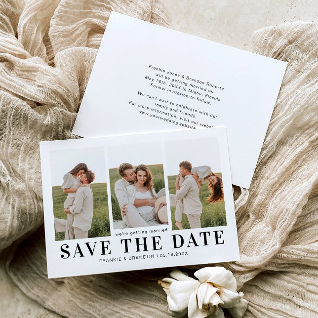 Einfache 3-Foto Hochzeit Sichern des Datums Save The Date (Von Creator hochgeladen)