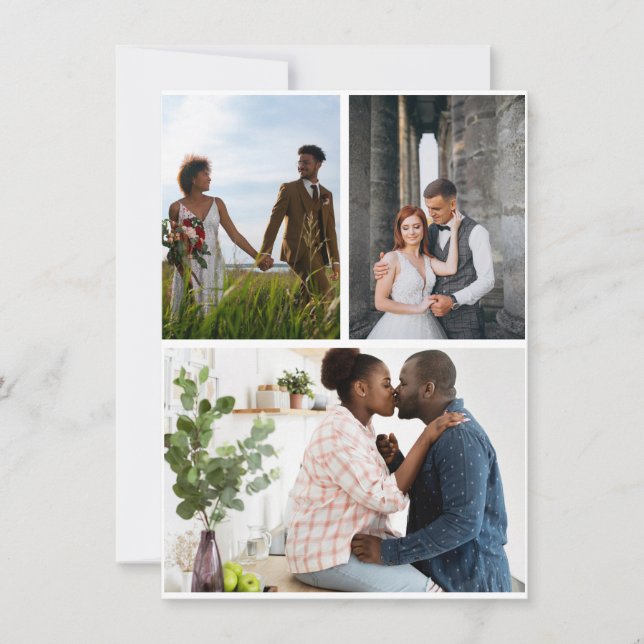 Einfache 3-FotoCollage Feiertagskarte (Vorderseite)