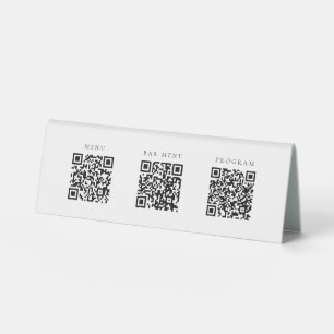 Einfache 3 in einem QR-Bar-Menü Hochzeit Tischaufsteller