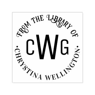 Einfache 3 Initialbuchstaben Monogram #1 Library B Permastempel