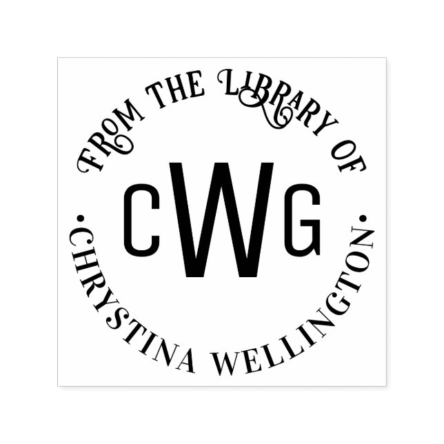 Einfache 3 Initialbuchstaben Monogram #1 Library B Permastempel (Design)