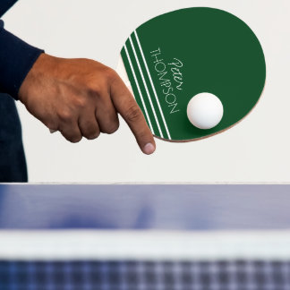 Einfache 3-Streifen und Name auf dunkelgrün Tischtennis Schläger