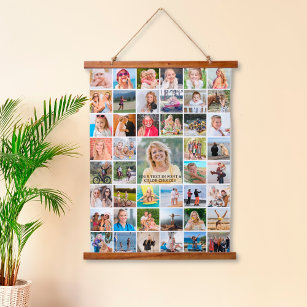 Einfache 45 Personalisierte FotoCollage Wandteppich Mit Holzrahmen