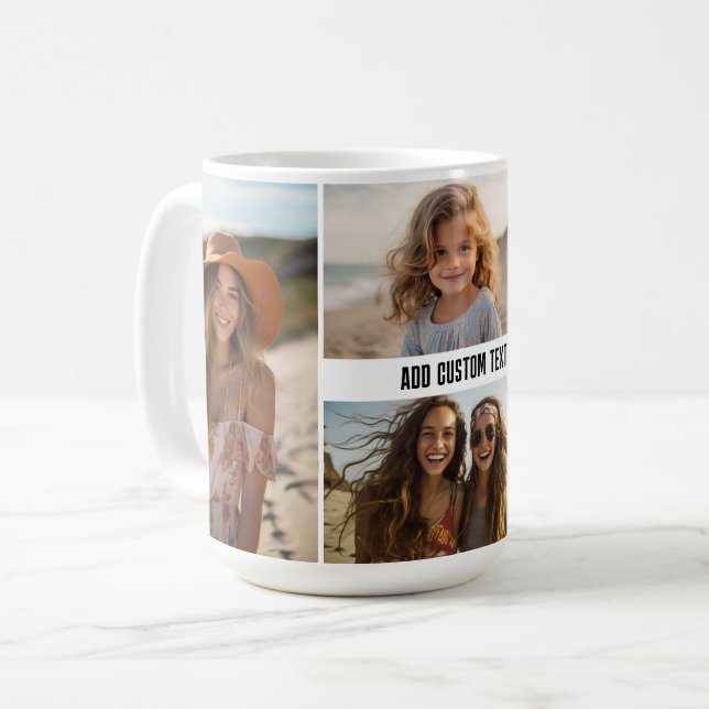 Einfache 4-Foto-Collage mit einer Textzeile Kaffeetasse (Vorderseite Links)