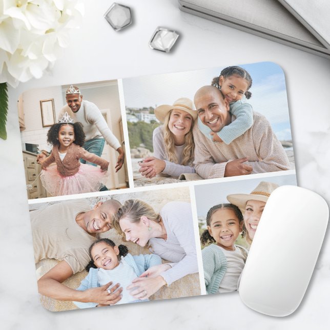 Einfache 4-Foto-Collage Mousepad (Simple 4 Photo Collage Mouse Pad )