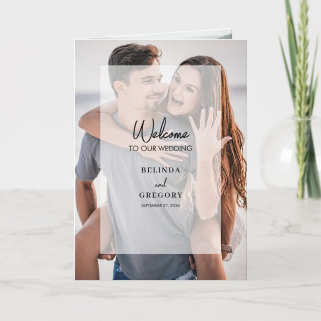 Einfache 4-Foto-Overlay-Hochzeitsordnung Programm (Vorderseite)