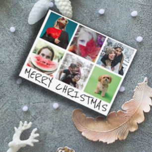 Einfache 6 Insta Foto Collage Frohe Weihnachten Postkarte
