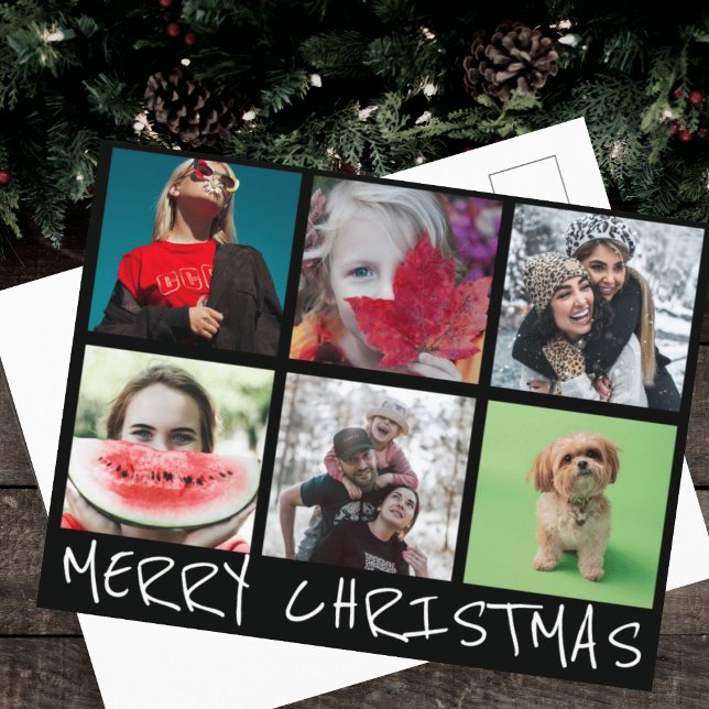 Einfache 6 Insta Foto Collage Frohe Weihnachten Postkarte (Von Creator hochgeladen)
