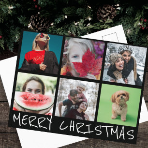 Einfache 6er-Insta-Fotocollage Frohe Weihnachten Postkarte