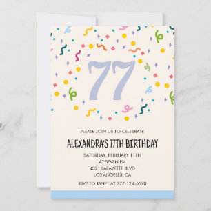 Einfache 77. Geburtstagseinladungen Konfetti Moder Einladung