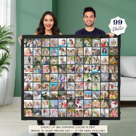 Einfache 99 Foto Collage Quadrate schwarz Fleecedecke