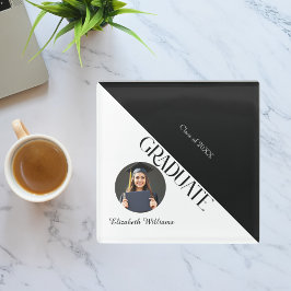 Einfache Abschluss Schwarz/Weiß Glasuntersetzer