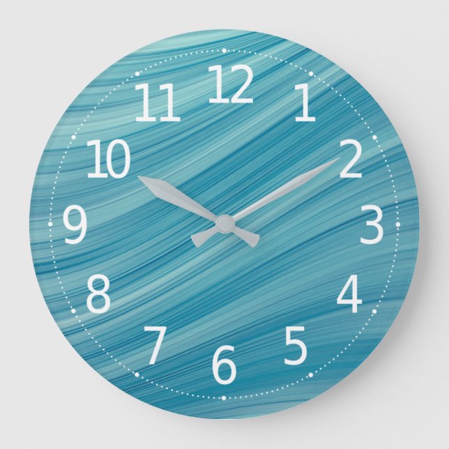 Einfache Abstrakte Blue Wave Lines | Wall-Uhr Große Wanduhr (Vorderseite)